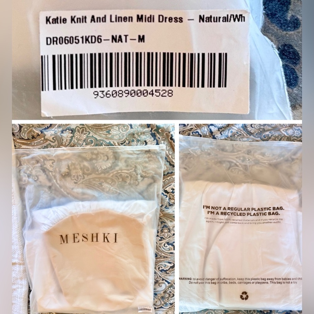 MESHKI Katie White Linen & Nude Knit Midi Dress - Picture 16 of 16